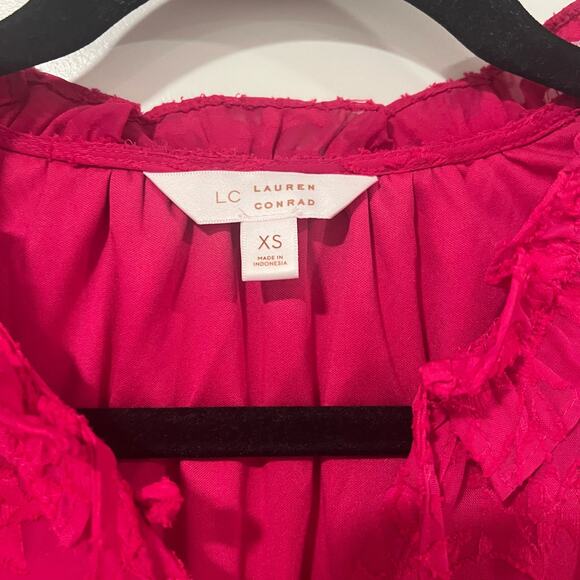 Lauren Conrad Bight Pink Longsleeve Dress Lace Detail Size XS - Picture 4 of 10
